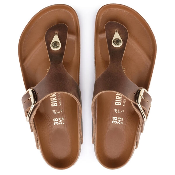 Birkenstock Gizeh Big Buckle Sandaler, Cognac 